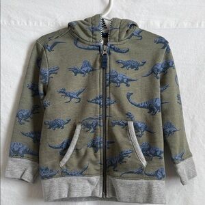 Hatley Dinosaur Print Hoodie - Olive and Blue